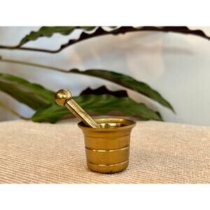 Mini Vintage Brass Pestel and Mortar, Wiccan, Herbs, Kitchen, Pharmacy
